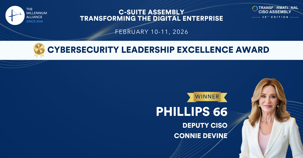 Connie Devine, Deputy CISO at Phillips 66, Recognized with the Cybersecurity Leadership Excellence Award!