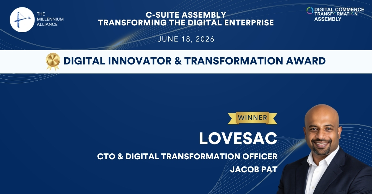Jacob Pat, CTO & Digital Transformation Officer at Lovesac, Recognized with the Digital Innovator & Transformation Award!